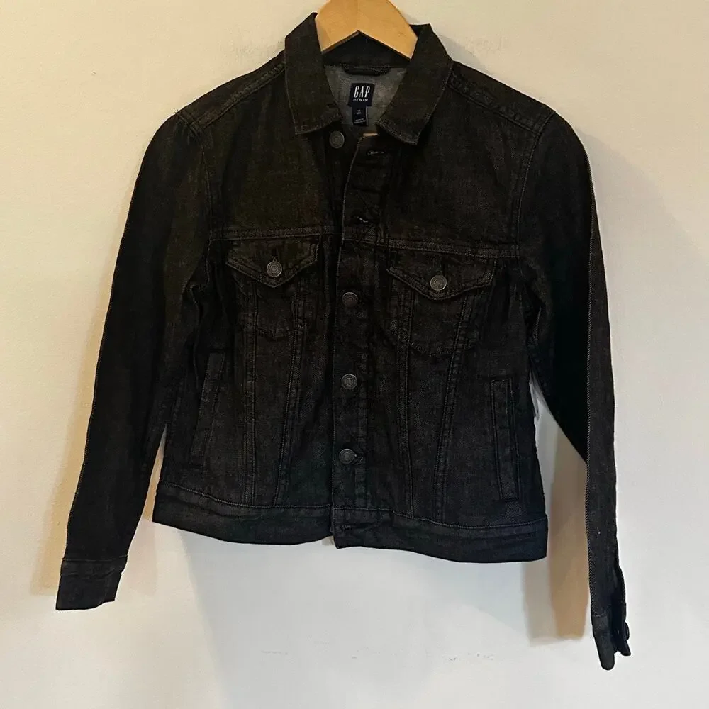 NEW Gap Gender Neutral Black Denim Jacket sz XL (12) Kids Denim Jacket